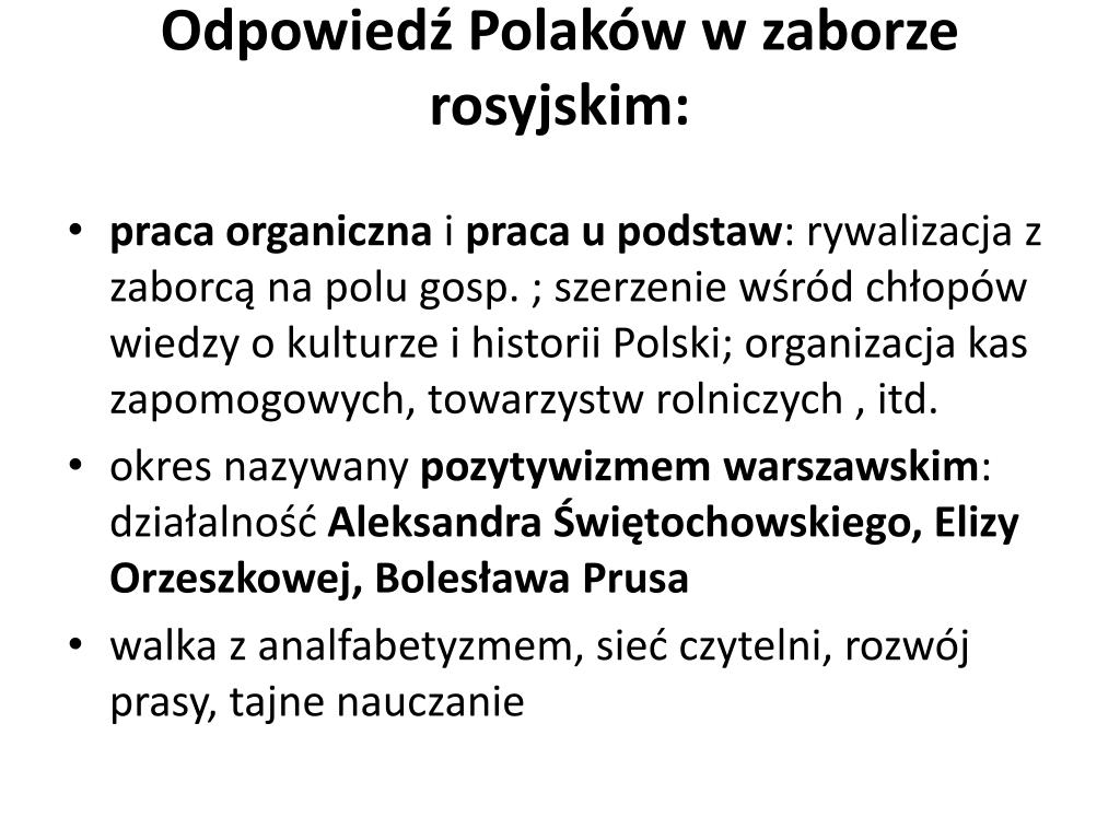 Praca Organiczna W Zaborze Pruskim PPT - HISTORIA POLSKI XIX WIEK PowerPoint Presentation, free download