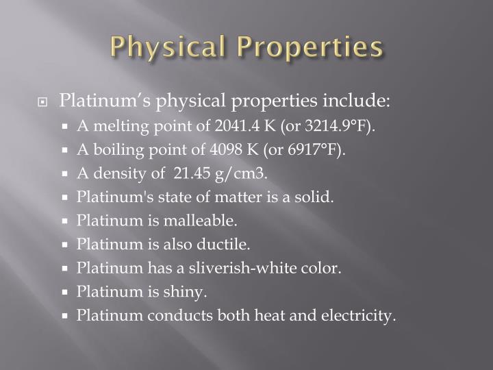 Chemical Properties Of Platinum Chemical Properties Of Platinum