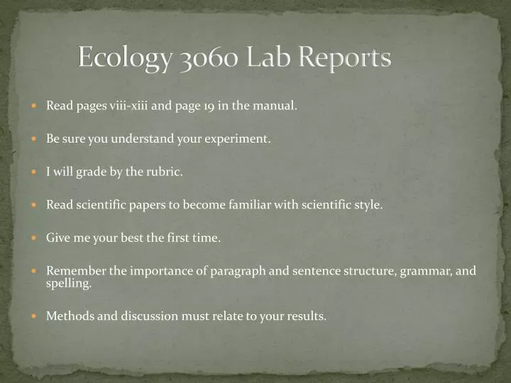 ecology 3060 lab reports n.