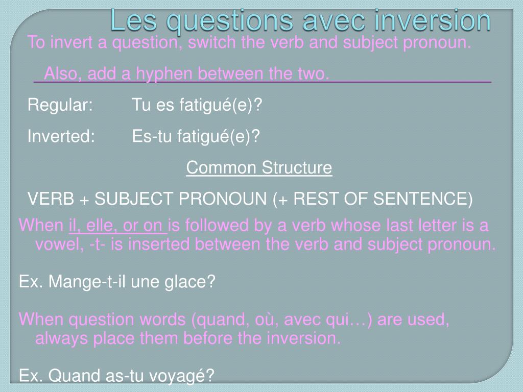 Инверсия в английском языке примеры PPT - Les expressions avec avoir ; Les questions avec inversion PowerPoint Prese