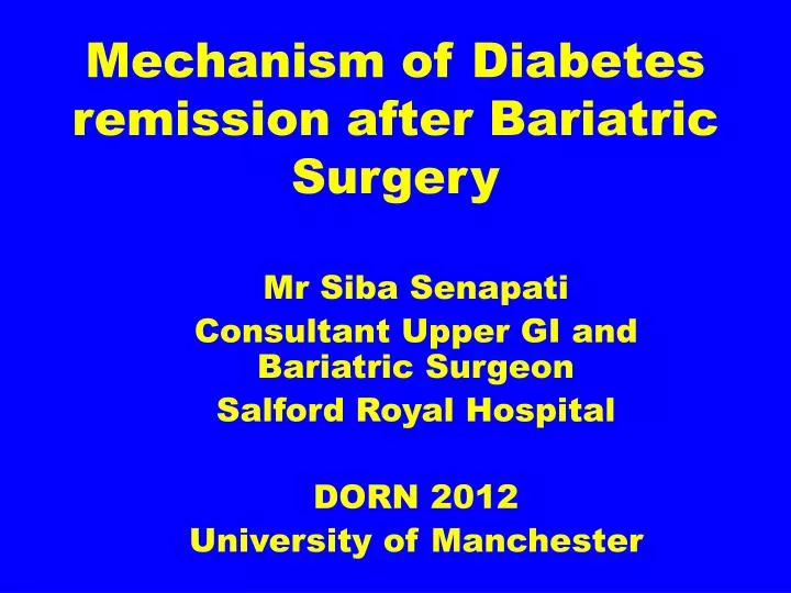 PPT Mechanism of Diabetes remission after Bariatric