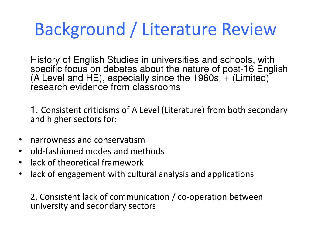 literature review and background
