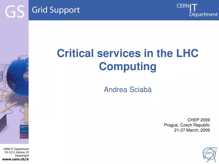 critical services in the lhc computing n.