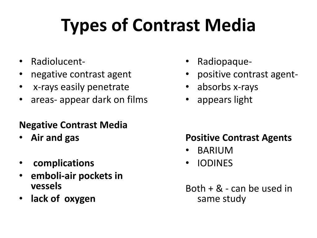  Negative Contrast Media Positive And Negative Contrast Media Types 