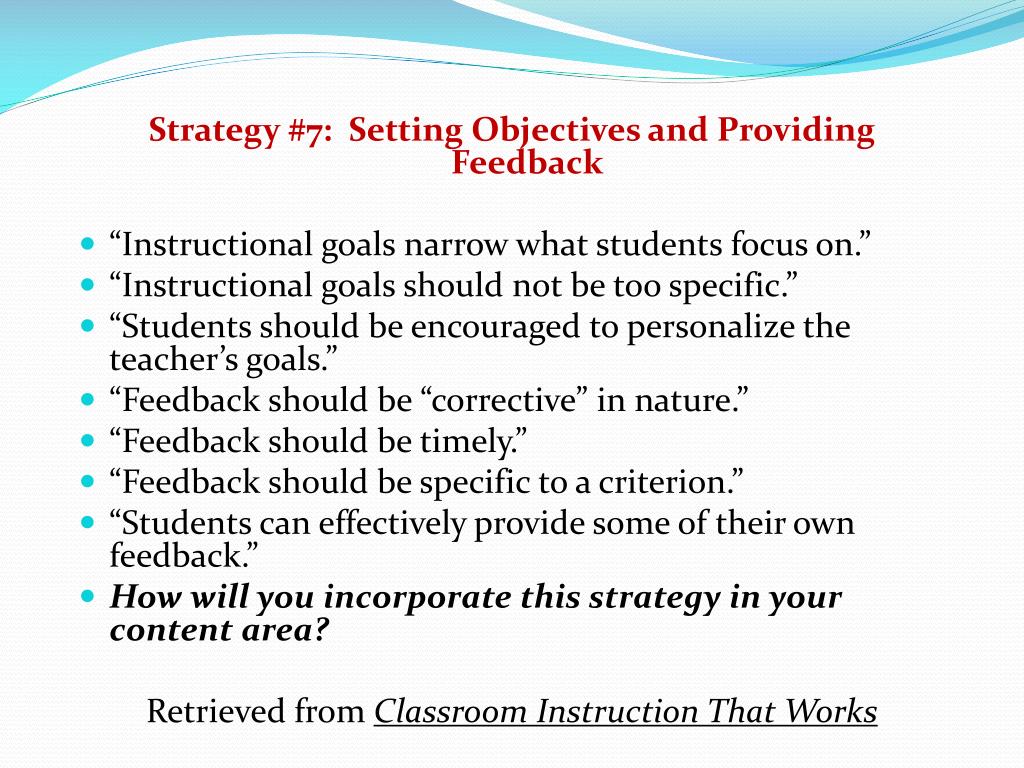 PPT - Classroom Instruction that Works: Research-Based Strategies for ...