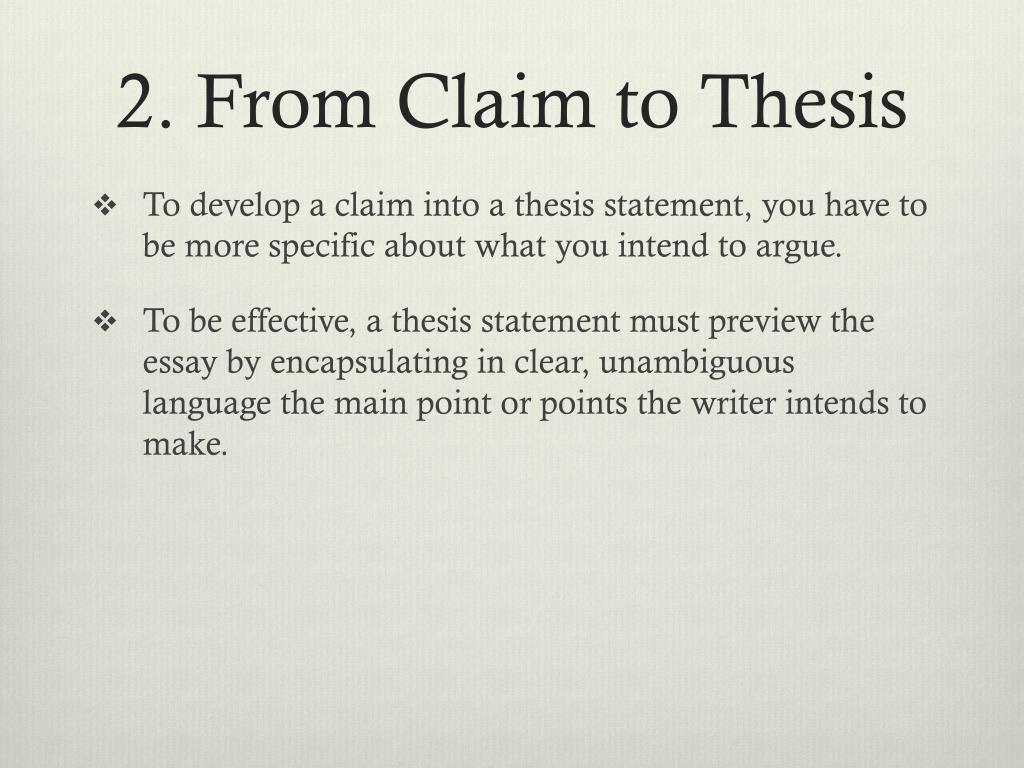 what is difference between claim and thesis
