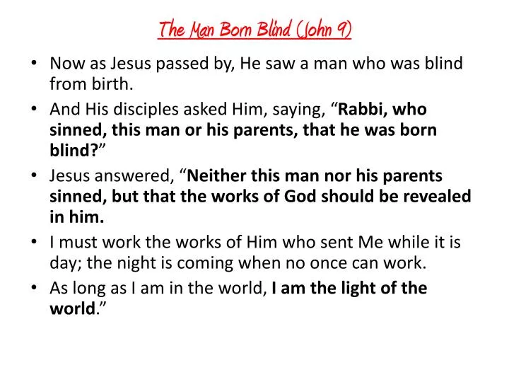 PPT - The Man Born Blind (John 9) PowerPoint Presentation, free