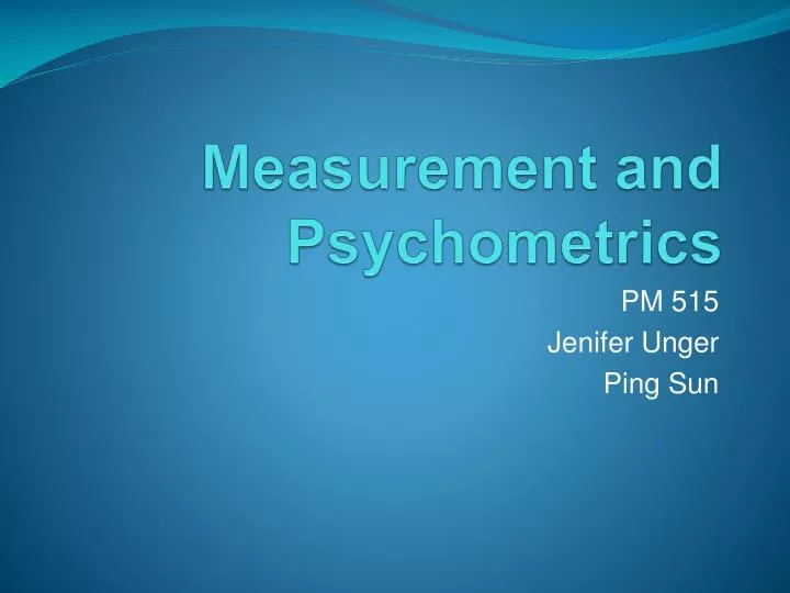 PSYCHOMETRICS THE SCIENCE OF PSYCHOLOGICAL MEASUREMENT visual data 6