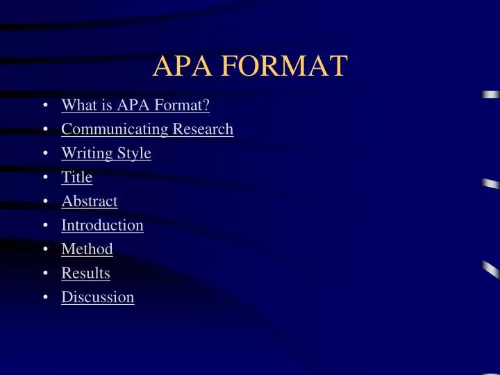 PPT - APA FORMAT PowerPoint Presentation, free download - ID:1936276