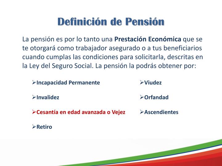 PPT Proyección d e Pensión Ley IMSS 1973 PowerPoint Presentation ID