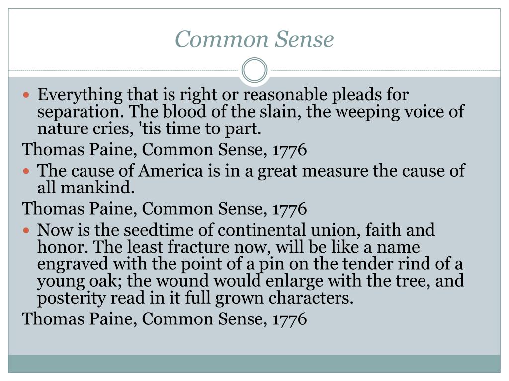 Common Sense Definition Us History