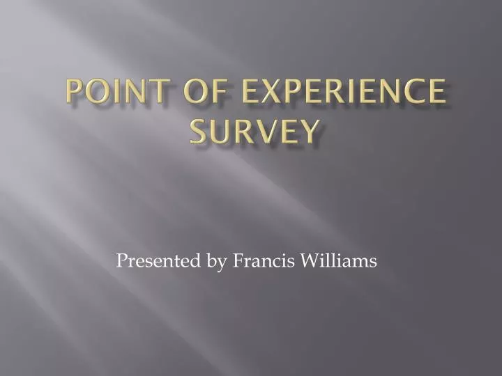 point of experience survey n.