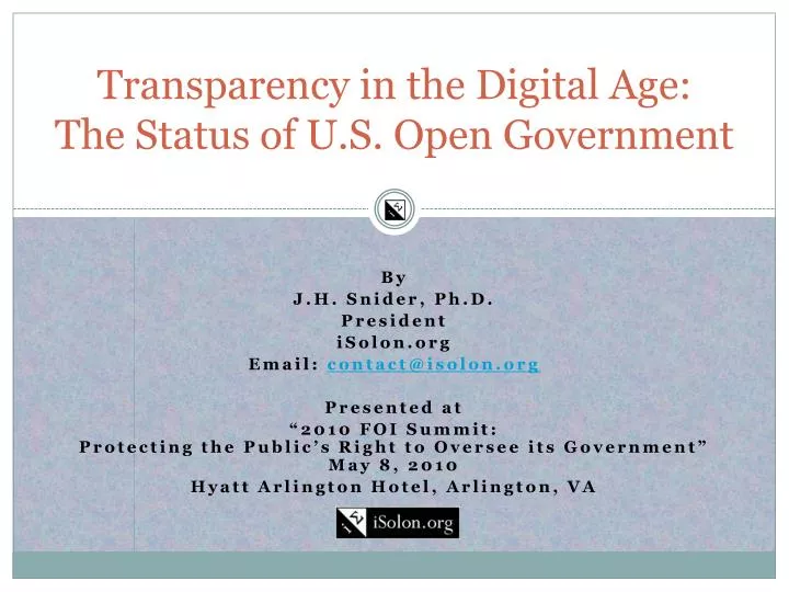 transparency in the digital age the status of u s open government n.