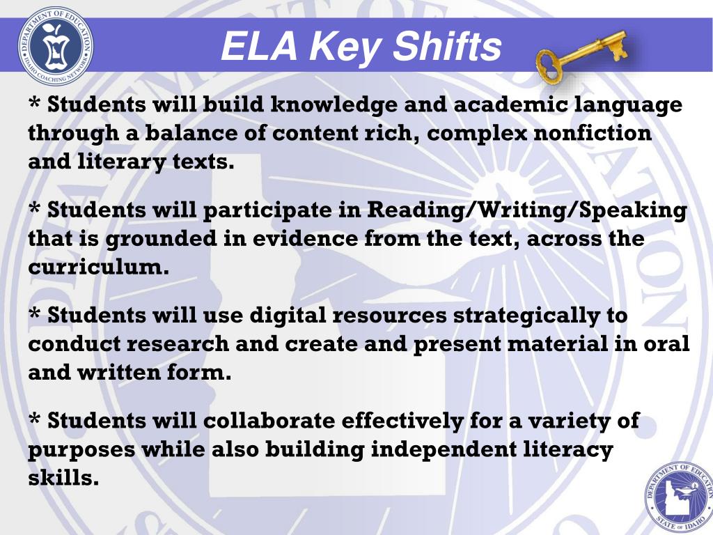 PPT ELA/Literacy Idaho Core Standards Key Shifts PowerPoint