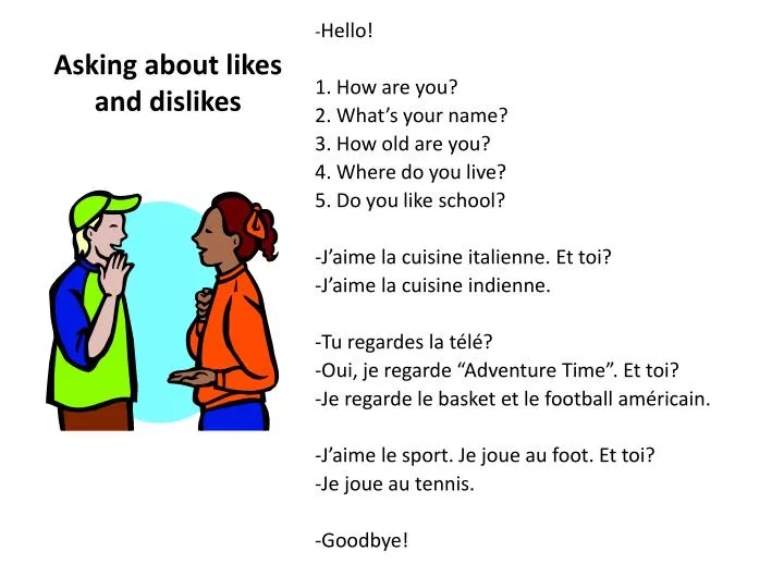 PPT - Asking about likes and dislikes PowerPoint Presentation, free ...