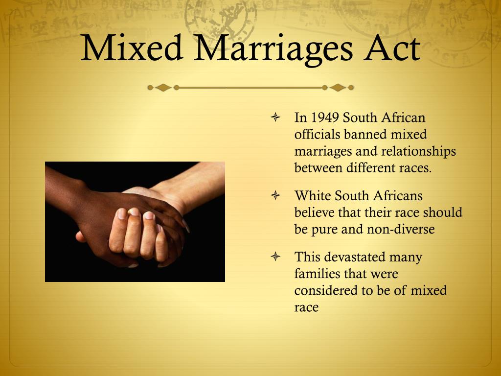 an essay about the prohibition of mixed marriages act