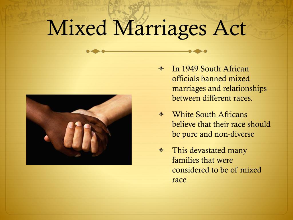 essay about prohibition of mixed marriages act