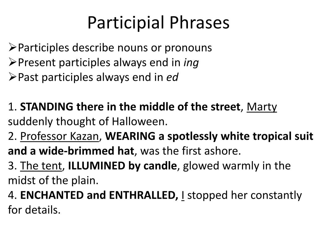 Participial Phrase Examples Worksheets