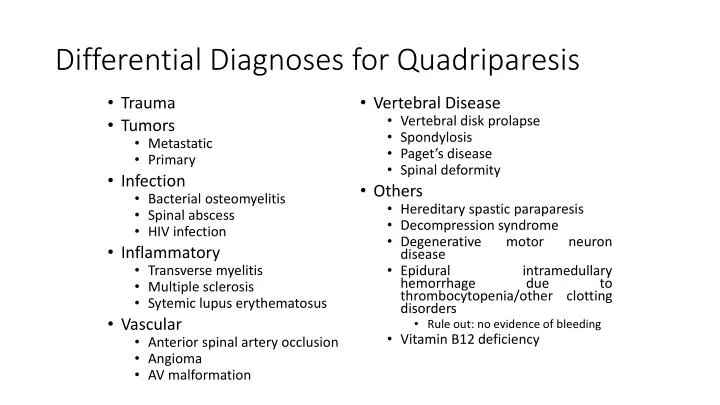 PPT - Differential Diagnoses for Quadriparesis PowerPoint Presentation -  ID:1945398