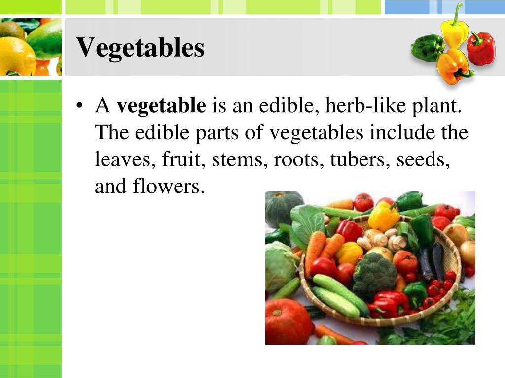 presentation on vegetables