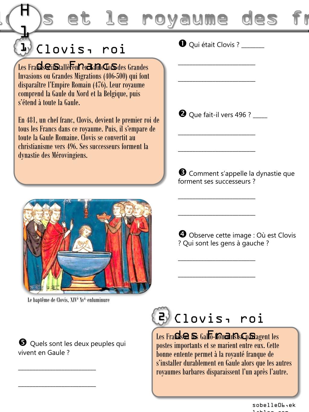 évaluation Clovis Et Charlemagne Cm1 PPT - Clovis et le royaume des francs PowerPoint Presentation, free