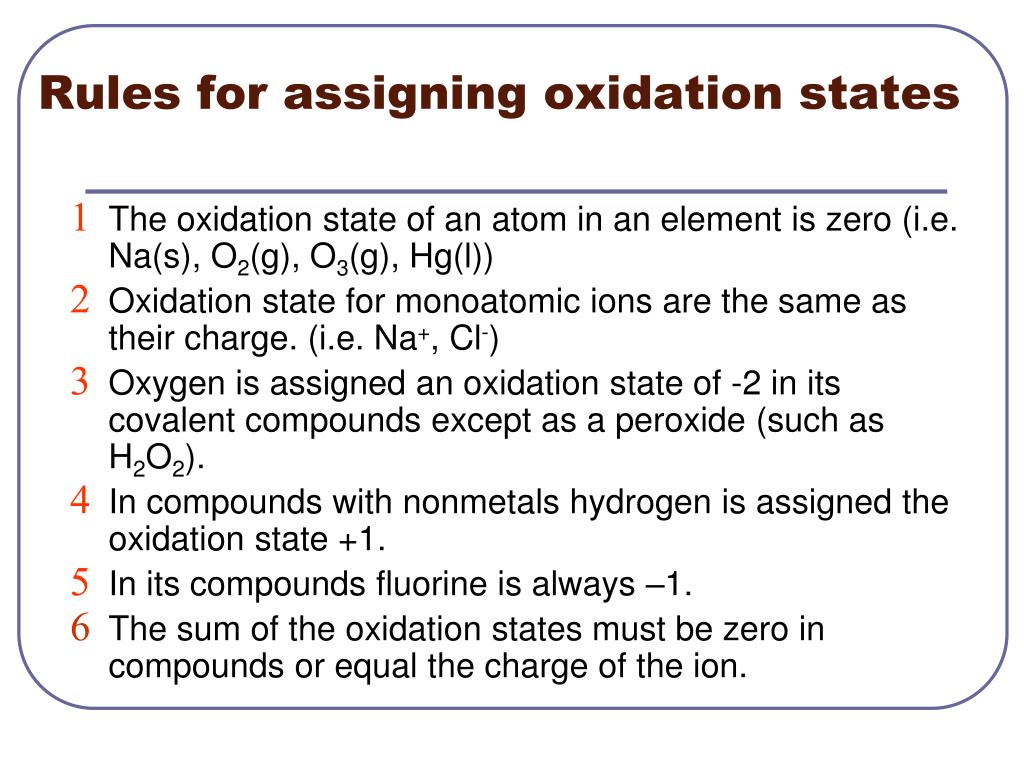 assigning oxidation state rules