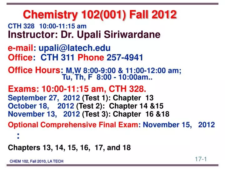 chemistry 102 001 fall 2012 n.