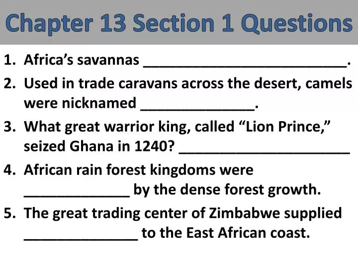 PPT - Chapter 13 Section 1 Questions PowerPoint Presentation, free ...