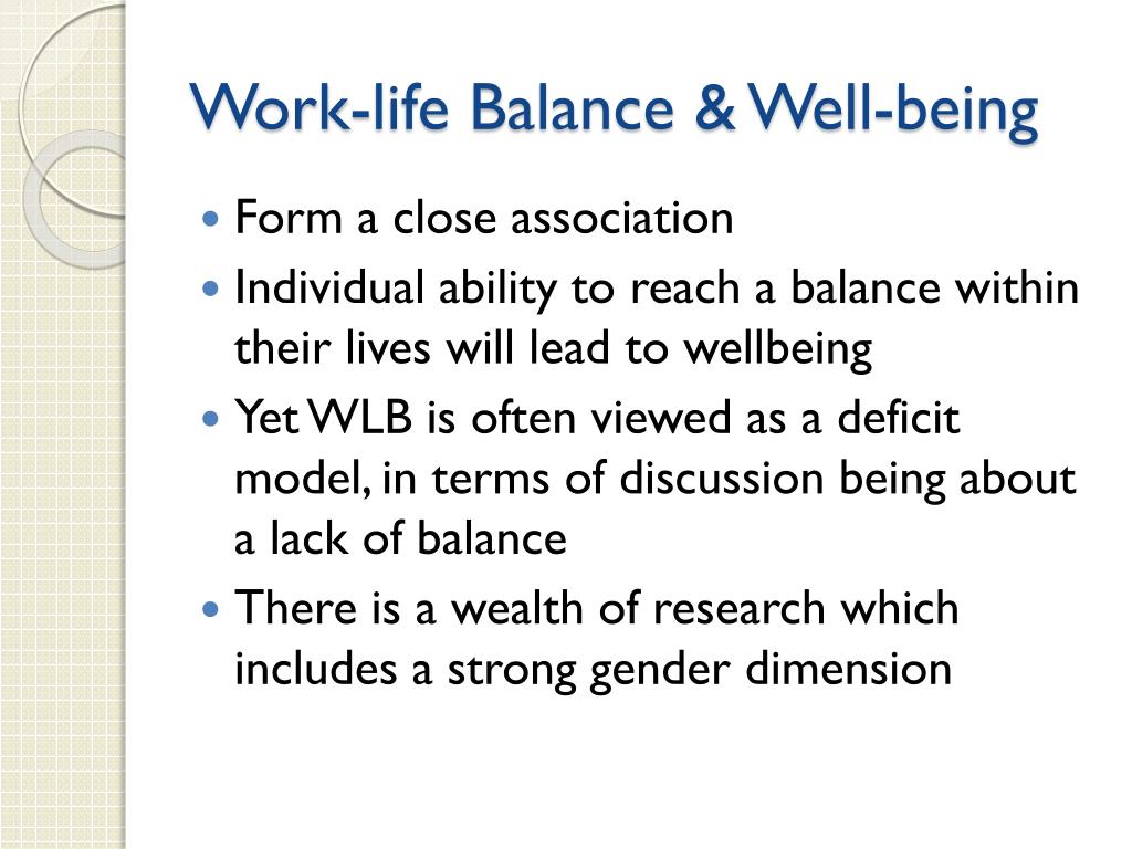 PPT - Wellbeing: Work-Life Balance & W omen L earners PowerPoint ...