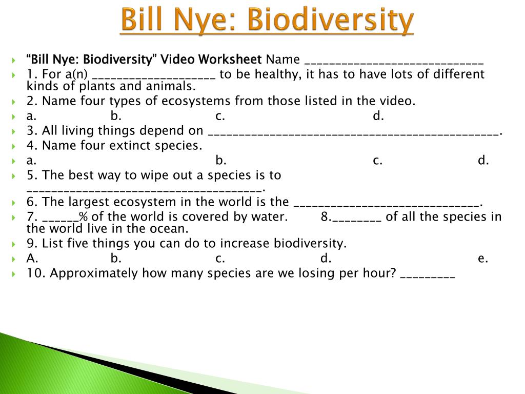 Bill Nye Biodiversity Worksheet Answers