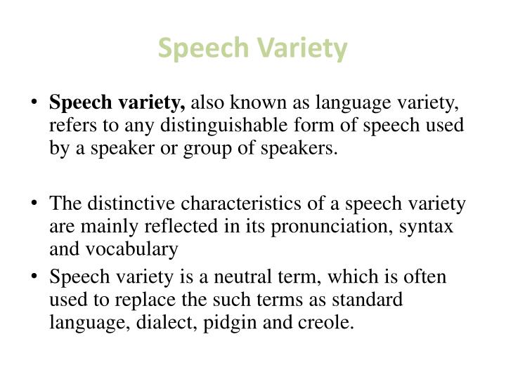 speech variety meaning