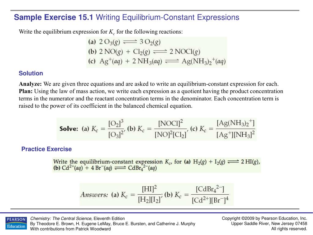 PPT - Sample Exercise 221.21 Writing Equilibrium-Constant