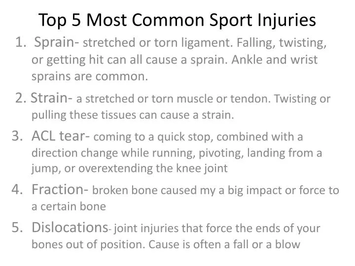 PPT - Top 5 Common Sport Injuries PowerPoint Presentation, free - ID:1957985