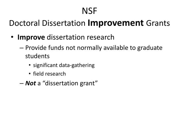 Doctoral dissertation improvement grant national science foundation