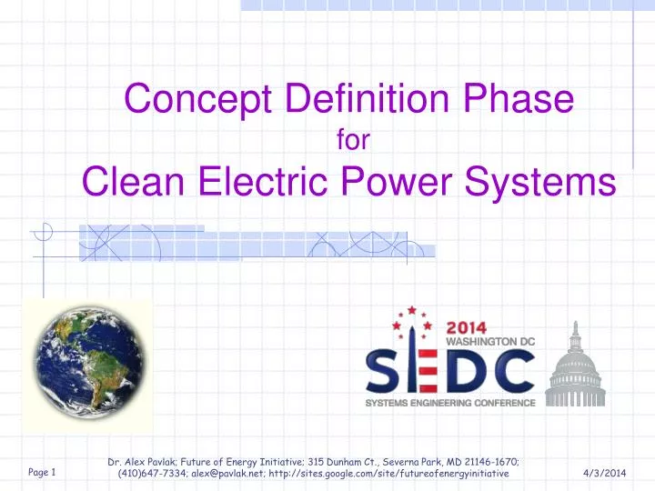 PPT Concept Definition Phase for Clean Electric Power Systems