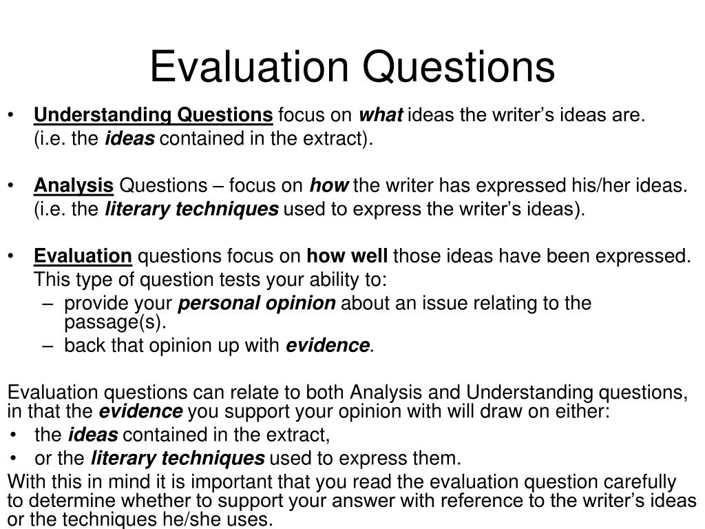 Ppt evaluation questions powerpoint presentation free download id 