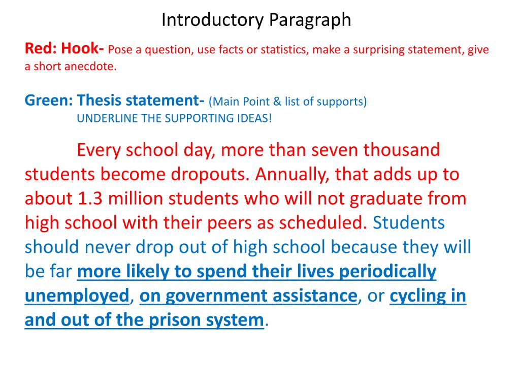hook background information and thesis statement