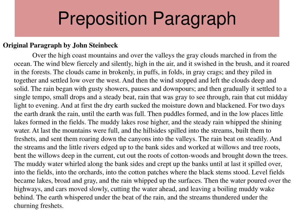 a short paragraph with prepositions