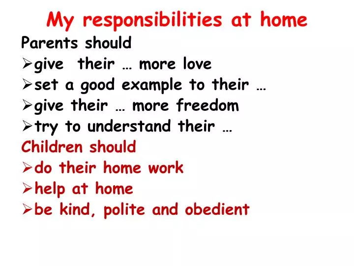 my responsibilities at home essay