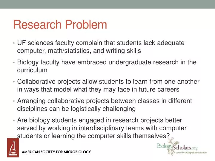 presentation of the problem in research example