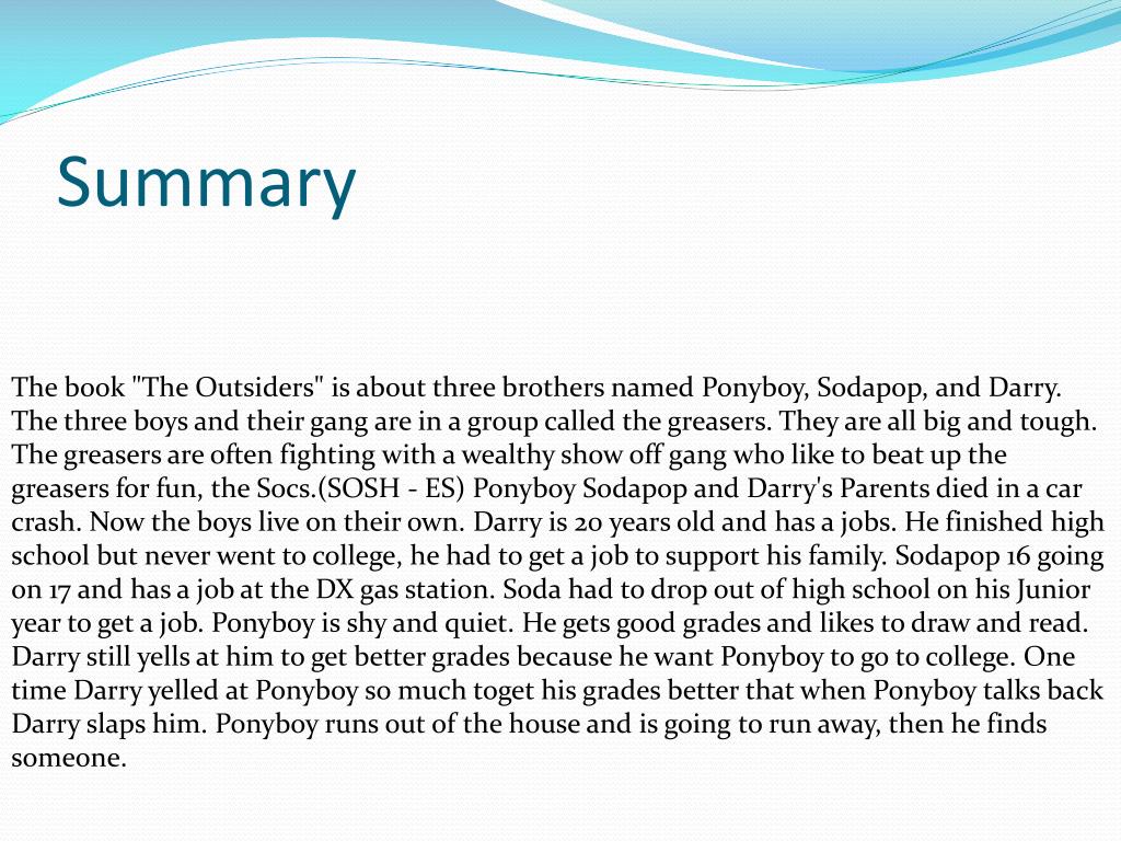 the outsiders summary essay