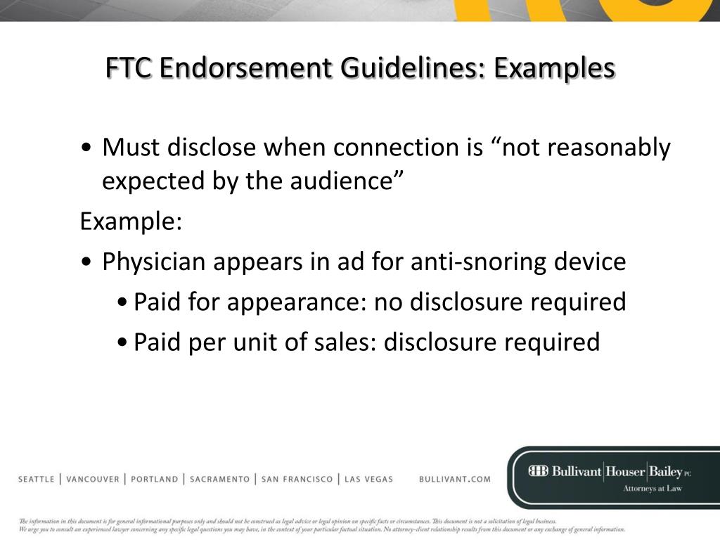 PPT FTC Endorsement Guidelines Managing the Legal Risks Presented By