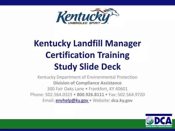 kentucky landfill manager certification training study slide deck n.