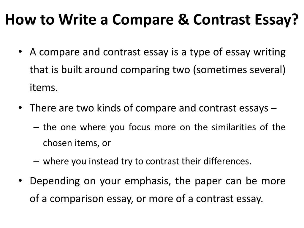 ways to write a compare and contrast essay