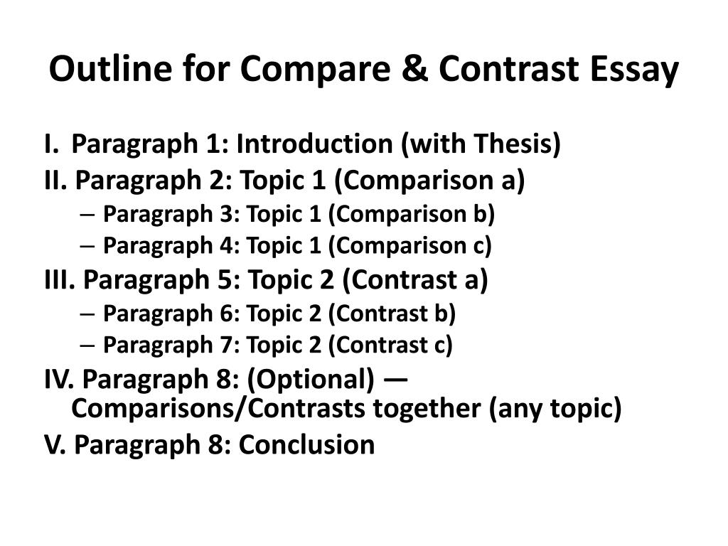 compare and contrast essay point by point outline