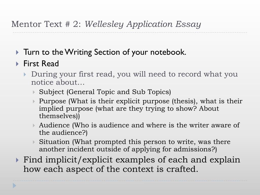 wellesley essay examples