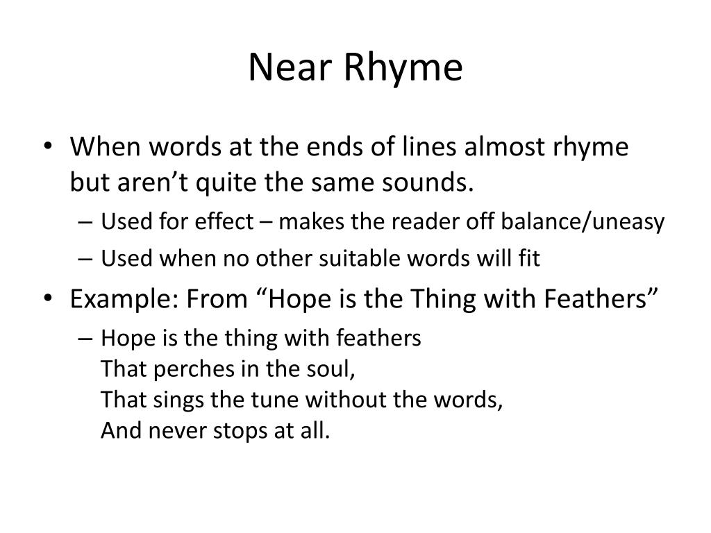 speech near rhyme