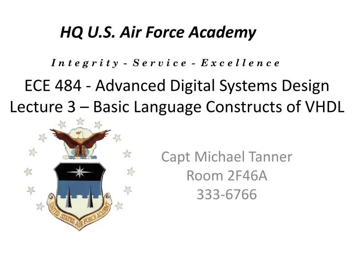 ece 484 advanced digital systems design lecture 3 basic language constructs of vhdl n.