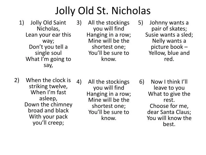 PPT - Jolly Old St. Nicholas PowerPoint Presentation, free download -  ID:1968307