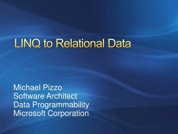 PPT - LINQ to Relational Data PowerPoint Presentation, free download ...
